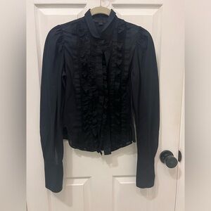 Jill Stuart Black Ruffled Top Size Medium